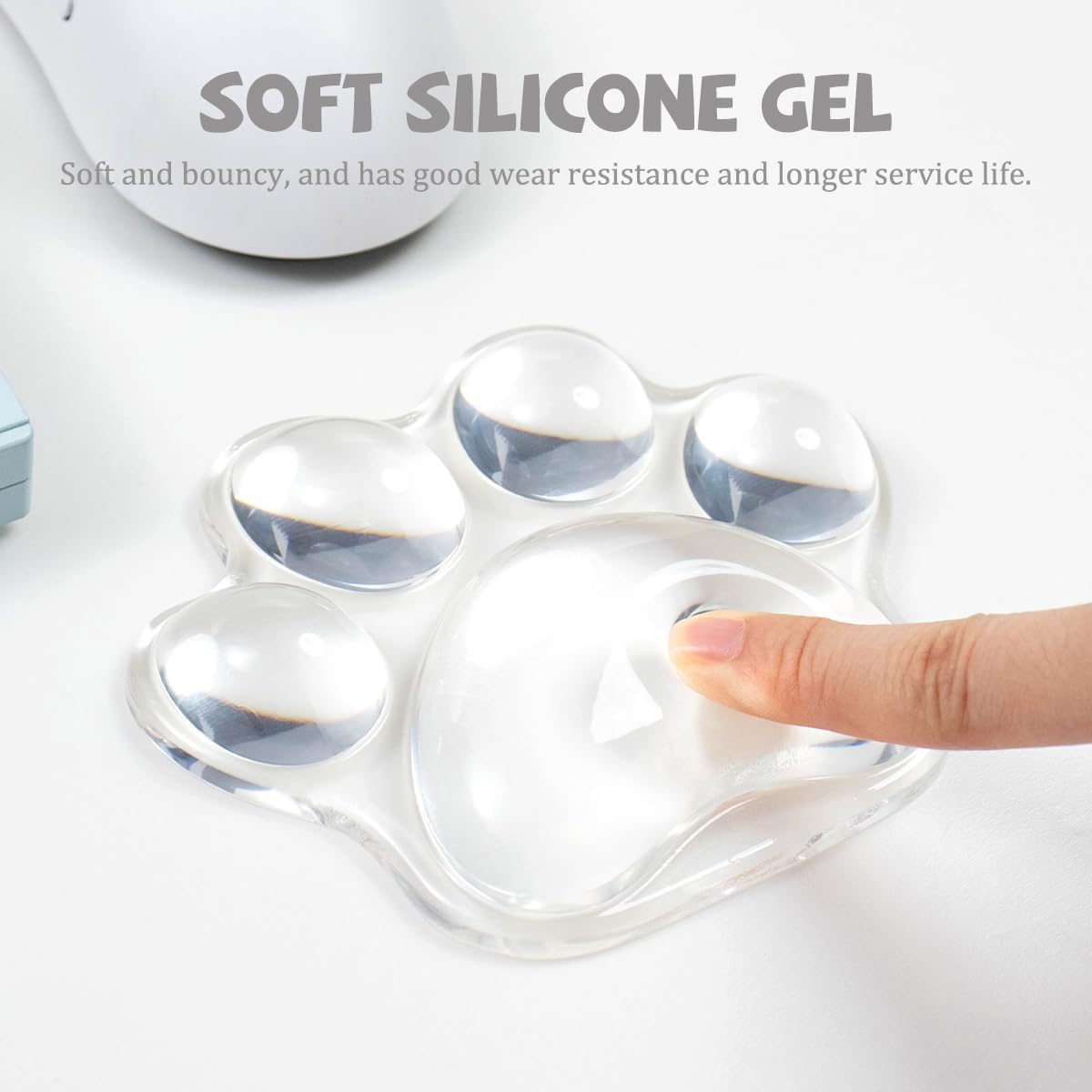 Wrist Rest Gel - แผ่นรองเมาส์เกมมิ่งน่ารัก พร้อมที่รองข้อมือ ลายอุ้งเท้าแมวใส แผ่นรองเมาส์รองข้อมือ นุ่มสบาย ใช้เป็นหมอนได้