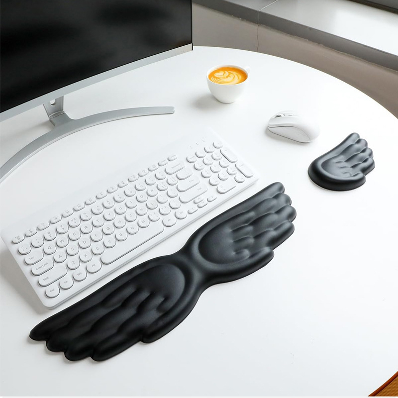 Laptop Accessories Distributor - แป้นพิมพ์เมาส์ส่วนที่เหลือข้อมือแองเจิลวิงหน่วยความจําโฟมแผ่นรองเมาส์ชุดสนับสนุนข้อมือตามหลักสรีรศาสตร์ลื่นสําหรับแล็ปท็อปพีซีสํานักงานพิมพ์ง่าย